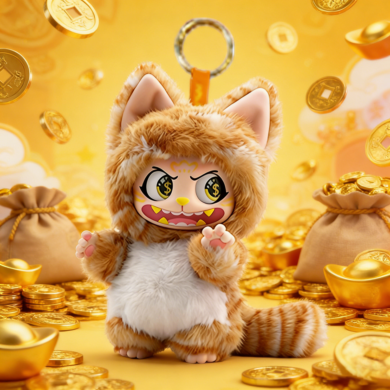 MAGICAL SOUL 幻兽盲盒 哇狸狸毛绒公仔挂件 幻兽周边搪胶玩偶潮玩惊喜礼物陪伴娃娃 哇狸狸-单个盲盒(有概率出隐藏款)