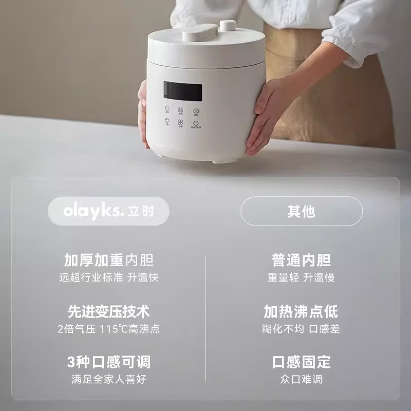 班贝特德国Bambetel电压力锅不粘陶瓷内胆高压锅小型多功能电饭煲 2.5L 【岩黑双胆】2-4人陶瓷釉压力锅 2.5L