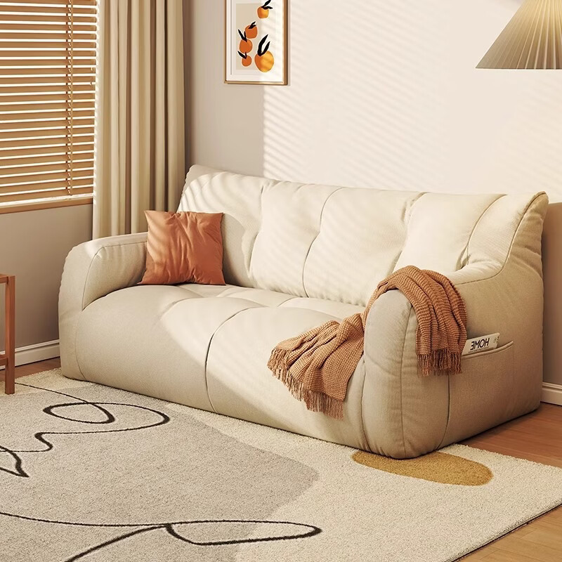 布艺沙发家用卧室休闲沙发网红可躺懒人沙发舒适透气懒人椅小沙发 豪华款三人位135cm深灰色【加厚饱满填充】