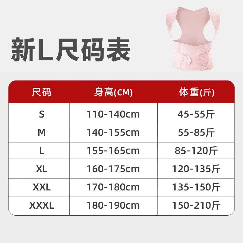 背背佳（babaka）背背佳成年人女杨幂同款新L护腰成人款开肩美背护腰矫正形体神器 新L粉色 L