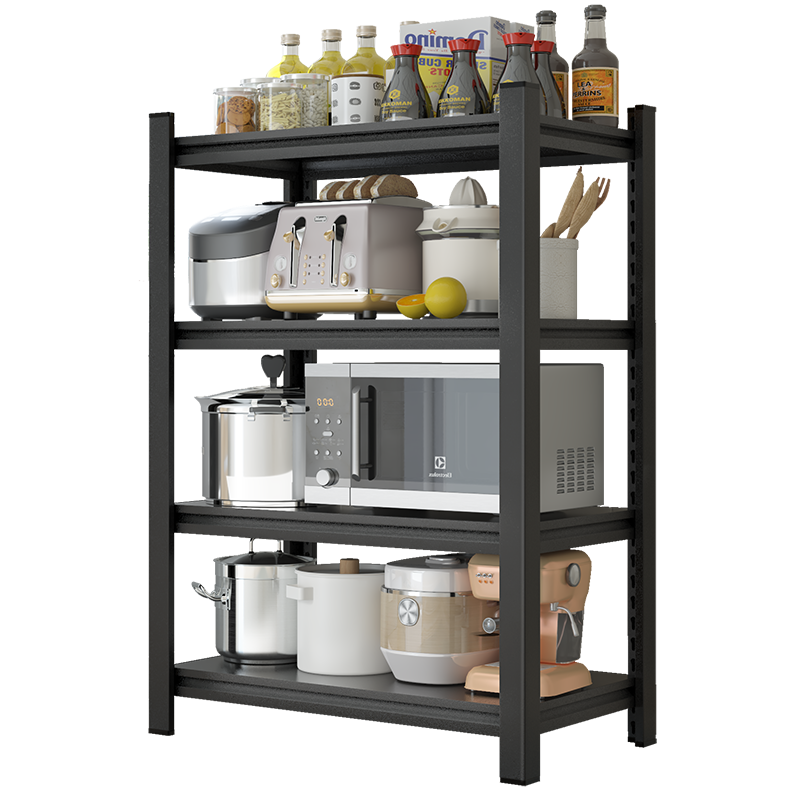 比新 BIX  厨房置物架加粗加厚落地收纳架多层微波炉储物架子多功能货架 宽40长80高121四层 BX-Z1902B