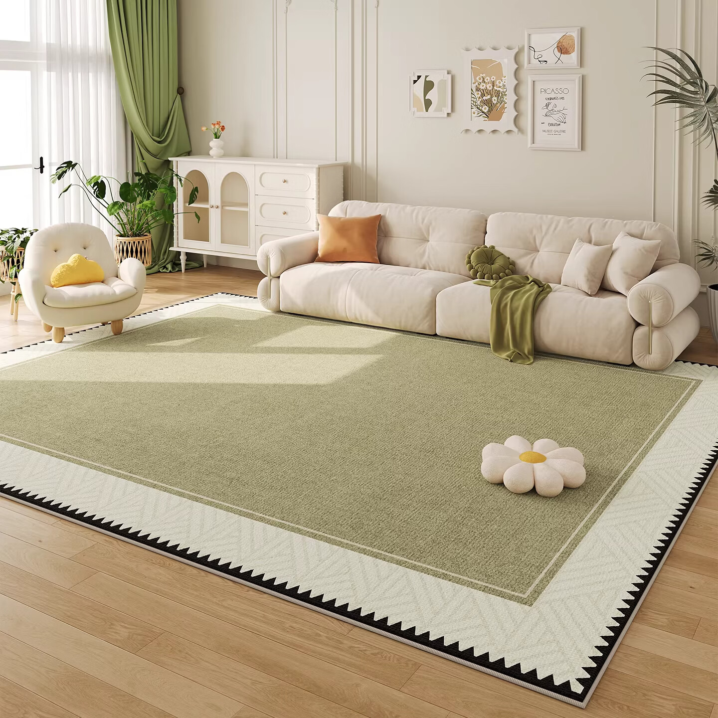 KAYE地毯客厅新款轻奢高级感免洗可擦家用地垫子卧室大面积沙发茶几毯 QR-Y半夏-01 120X160cm