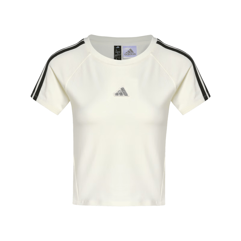 adidas三条纹舞动系列短款修身舒适休闲短袖T恤女装新款阿迪达斯   汉玉白   XL