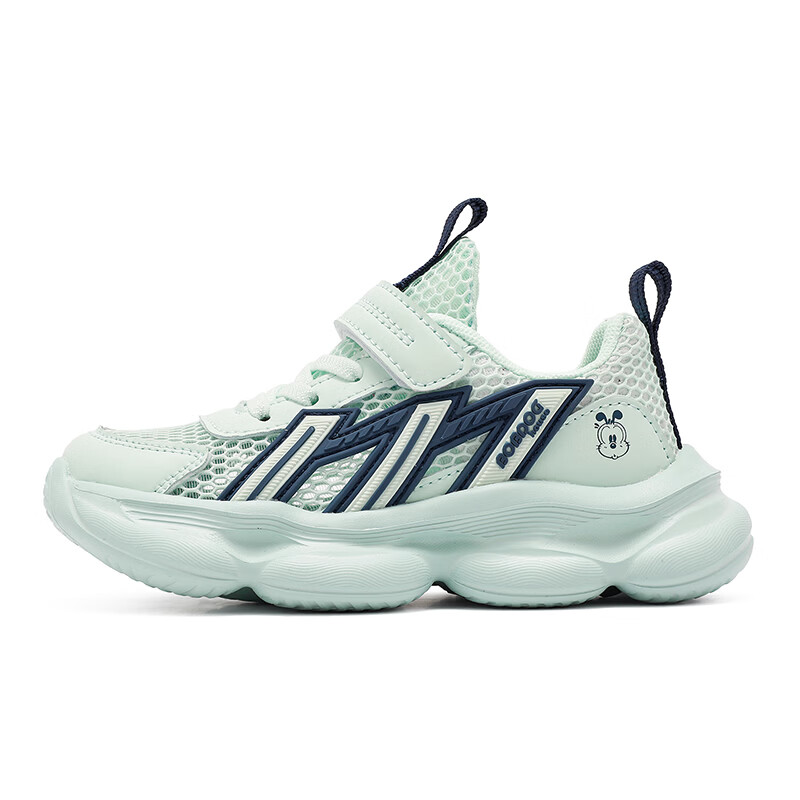 巴布豆（BOBDOG）童鞋男童夏季单网跑鞋2026透气儿童运动鞋女孩休闲鞋中大童鞋子 荧火绿/藏青蓝 27 适合脚长16.3cm