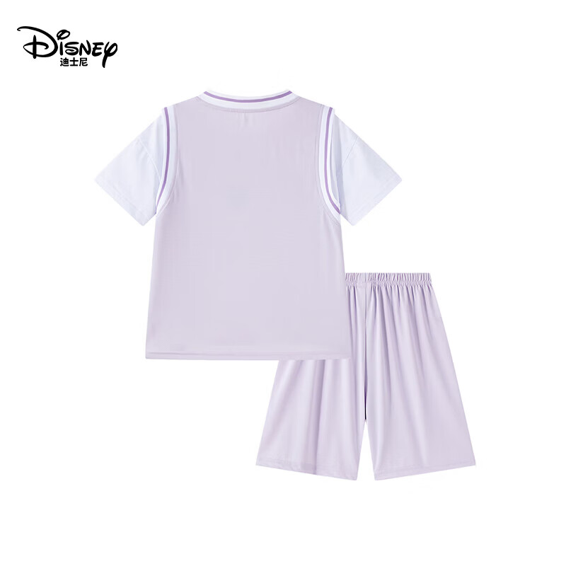 迪士尼（Disney）卡通动漫女童套装休闲风透气2026夏装童装时尚运动T恤短袖上衣潮 紫色 150
