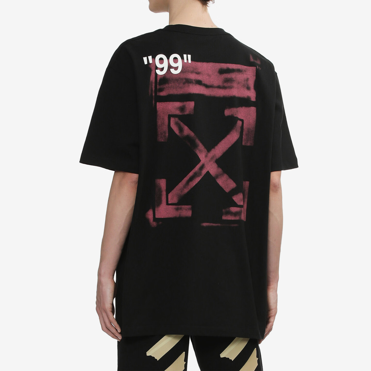OFF WHITE™情侣装新款宽松短袖T恤圆领纯棉男装半袖潮牌上衣 黑色 L