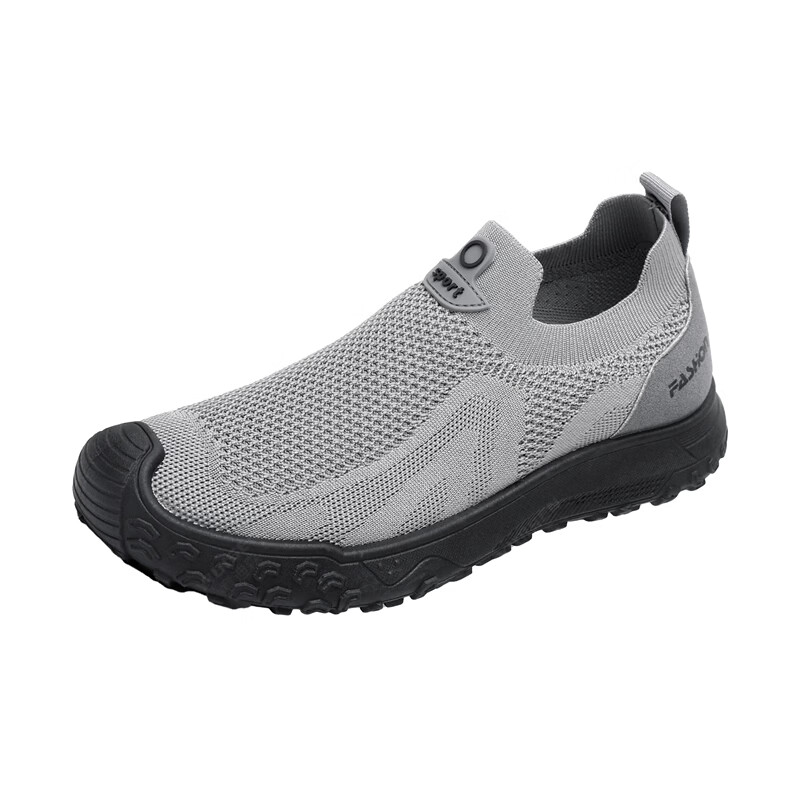 意迪森2026新款男士休闲鞋透气网面软底防滑中老年舒适一脚蹬轻便爸爸鞋 灰色 单层 39 (245mm)