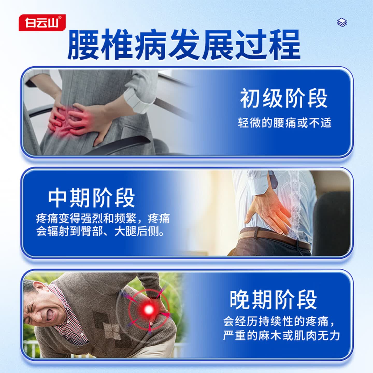 白云山腰椎贴 远红外治疗贴 腰椎间盘突出膏贴压迫神经腰疼腿麻腰肌劳损 多年腰椎间盘突出【强效装】3盒 行业销冠TOP&腰椎间盘专用贴&多地次日达