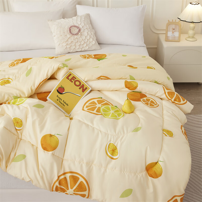 唐纳家纺空调被夏季凉感夏被可机洗透气不闷汗双人薄款夏凉被 亲肤棉四季被-心想事成【单夏被 裸睡】 150cm*200cm