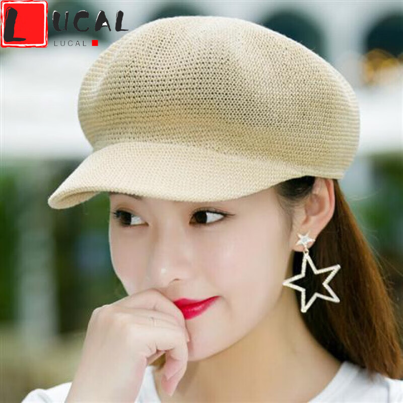 lucaly新品贝雷帽女夏季薄款八角帽帽子女夏天八角帽透气贝雷帽春季