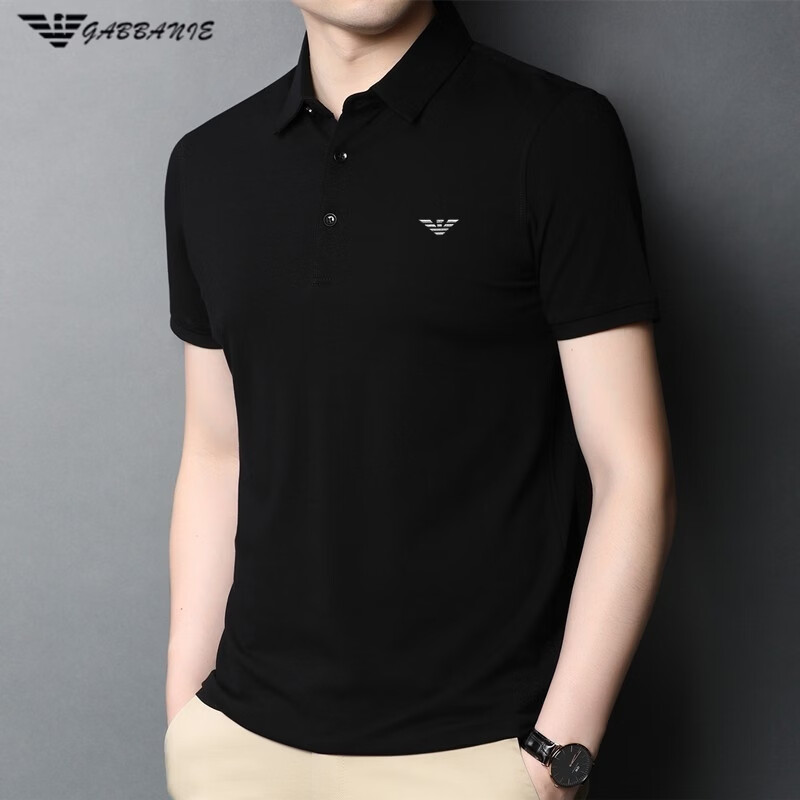 阿玛尼(ARMANI)正品新款男士短袖t恤翻领夏季商务休闲纯棉男装纯色polo衫专柜 一线品牌藏青色 XL 175_