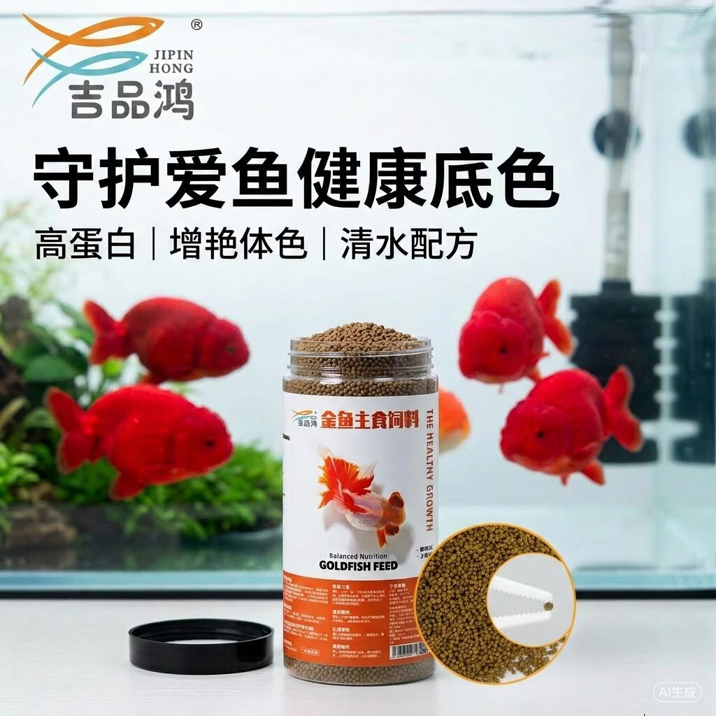 吉品红金鱼饲料草金锦鲤鱼粮食小型冷水观赏鱼专用颗粒通用喂鱼料600克