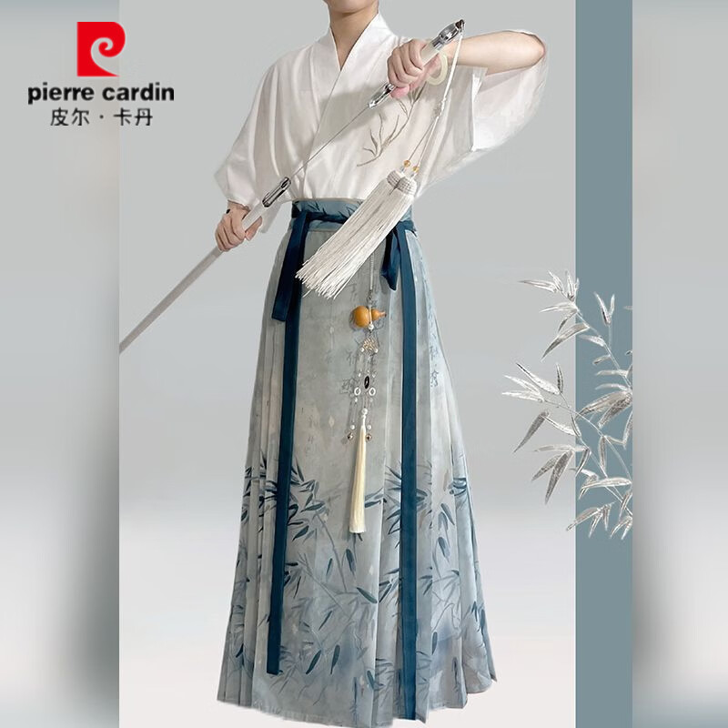 皮尔卡丹(pierre cardin)汉服女明制刺绣新中式国风马面裙日常2026夏季薄款一整套复古风 刺绣短袖+马面裙+衬裙 M