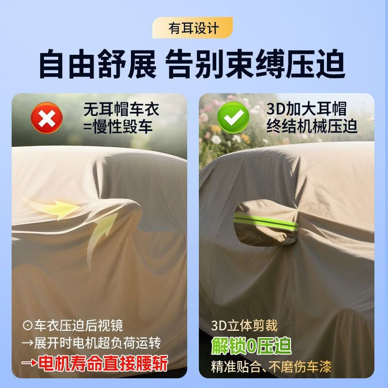 毅亨全遮光帆布汽车车衣车罩车套防晒防雨隔热遮阳罩盖车布外套防尘罩 【星空银】升级全遮光纯帆布车衣车罩-送收纳包 加厚纳米钛银涂层【防晒防雨隔热防尘*四季通用】