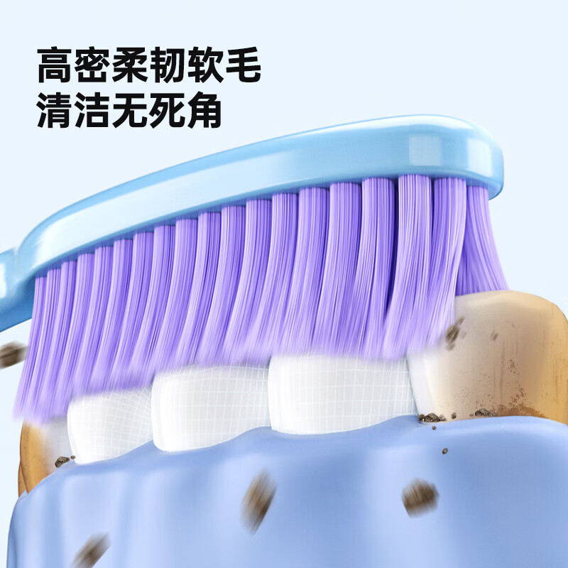 RAOYI长头曲面牙刷中长头绒感软毛牙刷男女士家庭装桶装 曲面长头软毛牙刷 12支
