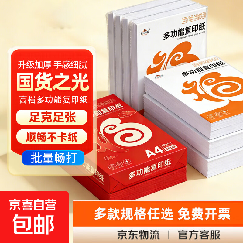 A4打印纸70g500张加厚多功能双面打印纸a4纸复印纸快递办公用品白纸整箱笔记企业团购 打印纸10张/包