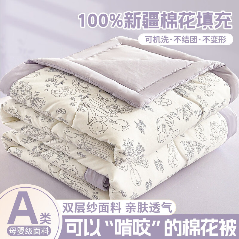 无印良品双层纱新疆棉夏凉被空调被1.5x2米被子春秋单双人家用宿舍可机洗 爱丽丝 【A类面料 亲肤舒适】 150cm*200cm 单人夏被 通用