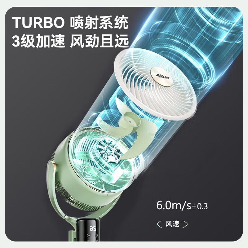 奥克斯（AUX）电风扇空气循环扇暴风AI语音变频落地扇家用大风力直流轻音净化扇节能省电 升级语音款【直流变频双重抗菌】香薰驱蚊32档风速