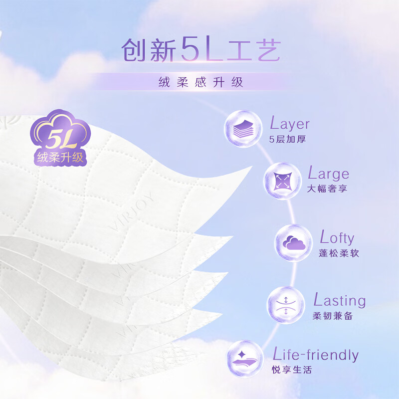 唯洁雅【高端系列】新品上市 绒柔挂抽5层抽纸大尺寸纸巾 300抽6提