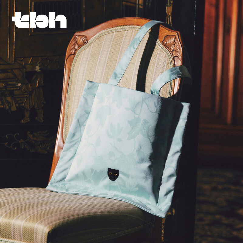 野兽派家居（tbh）都市野兽黑豹提花托特包便携单肩收纳包手提袋 ‘都市野兽”黑豹提花托特包 雾蓝