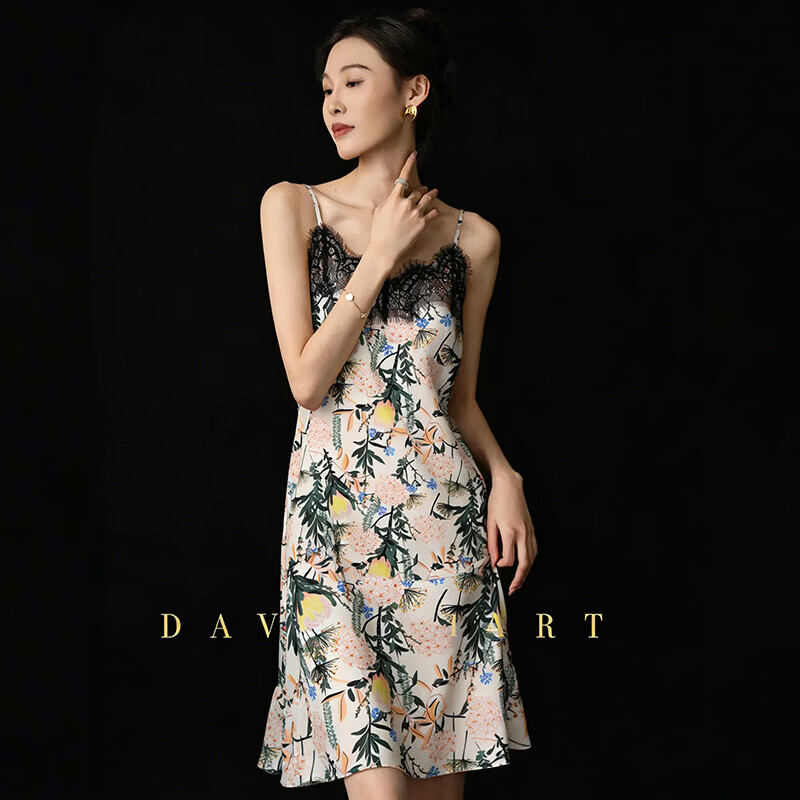 达芬奇密码冰丝吊带睡裙女睡衣春夏季2026新款性感甜美蕾丝娃娃裙薄款家居服 21# M