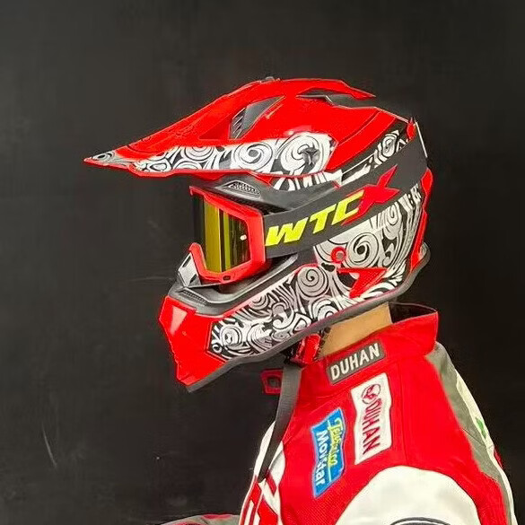 WTCX越野盔头盔拉力山地骑行摩托车全盔男女机车四季通用新国标3C 亮黑(WTCX风镜) XXL