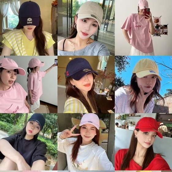 刺绣字母男女简约纯色时尚棒球帽户外出游遮阳鸭舌帽百搭 黑红(软顶男女同款） 均码 可调节（54-61cm)