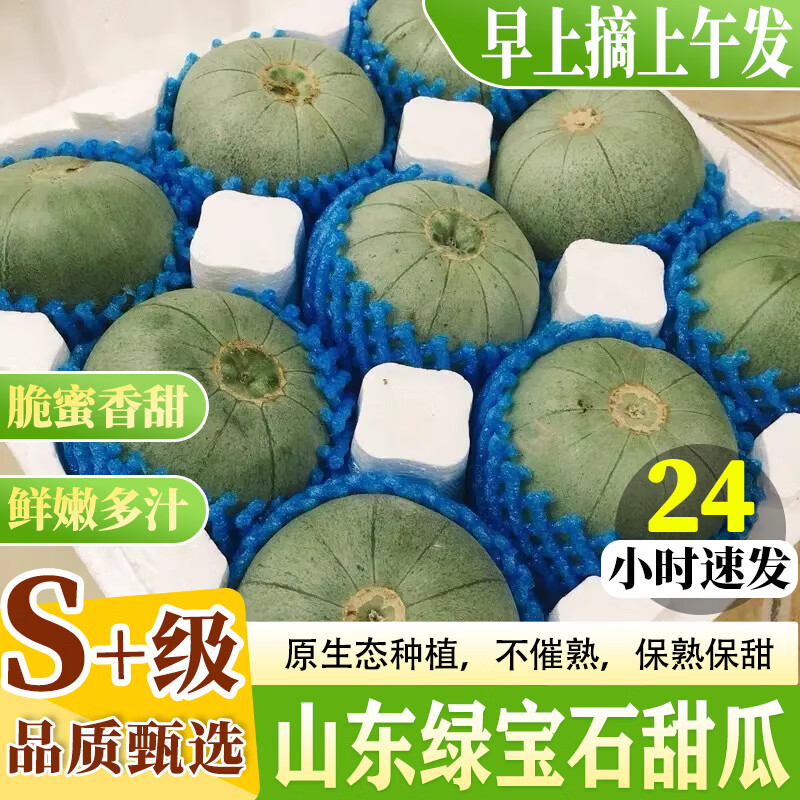 小筑倾橙山东绿宝甜瓜蜜脆瓜绿宝石甜瓜孕妇新鲜水果当季应季整箱 5斤精选装【超值品质】单果220g+
