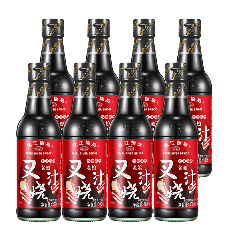 珠江橋牌零添加叉燒醬 老娘叉燒汁 廣式風味蜜汁叉燒汁網(wǎng)紅空氣炸鍋搭子醬 叉燒汁300ml*8