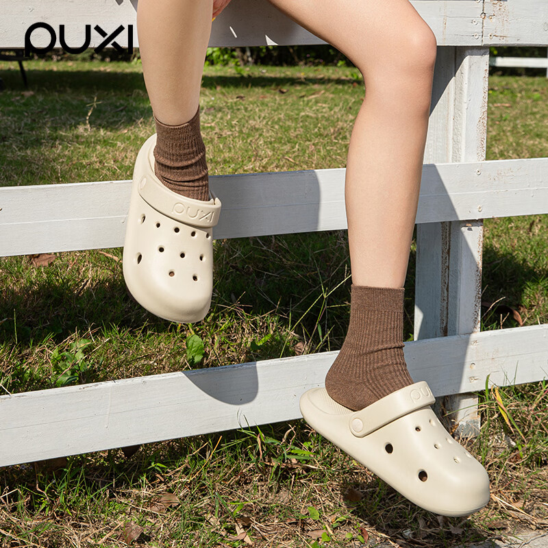 朴西洞洞鞋包头拖2026夏季新款男女防滑海边沙滩鞋简约增高外穿鞋 藏青色 【朴西户外洞洞鞋】 42-43 【推荐拍大码】