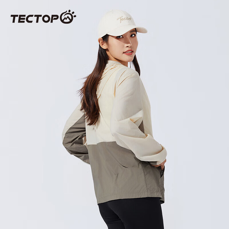 探拓（TECTOP）户外防晒衣男女同款夏季轻薄透气UPF50+防紫外线皮肤衣冰感防晒服 【男女同款】燕麦色/新卡其 S