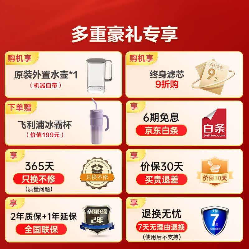 飞利浦净水器家用净化加热直饮一体机RO反渗透净饮机富锶矿化免安装台式即热水通道蛋白ADD8638/ADD8637 +200元得双芯【含自带x1】