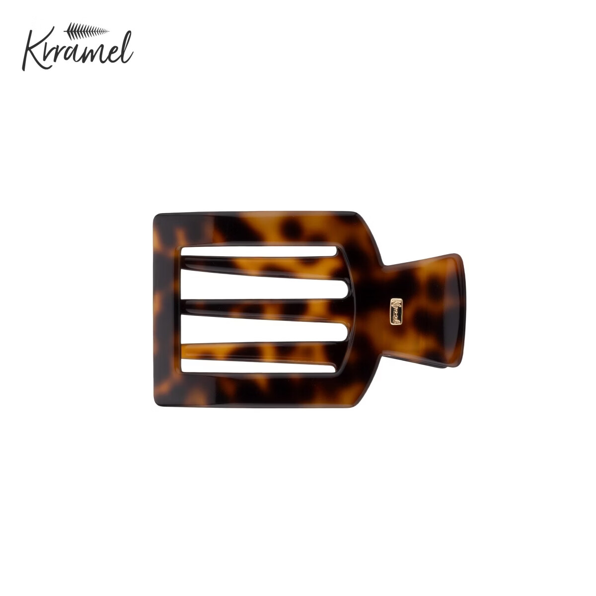 KRRAMEL新款抓夹梳子女意大利进口醋酸发夹软齿扁平弧形半扎发鸭嘴夹 方形【醋酸抓夹】-玳瑁色