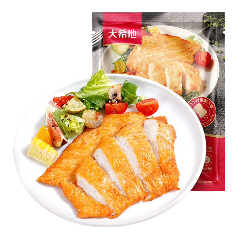 大希地香煎鸡排鸡胸肉鸡扒食品轻食健身代餐冷冻半成品食材 【囤货超值】嫩煎鸡小排80g*30片 共 2400g  