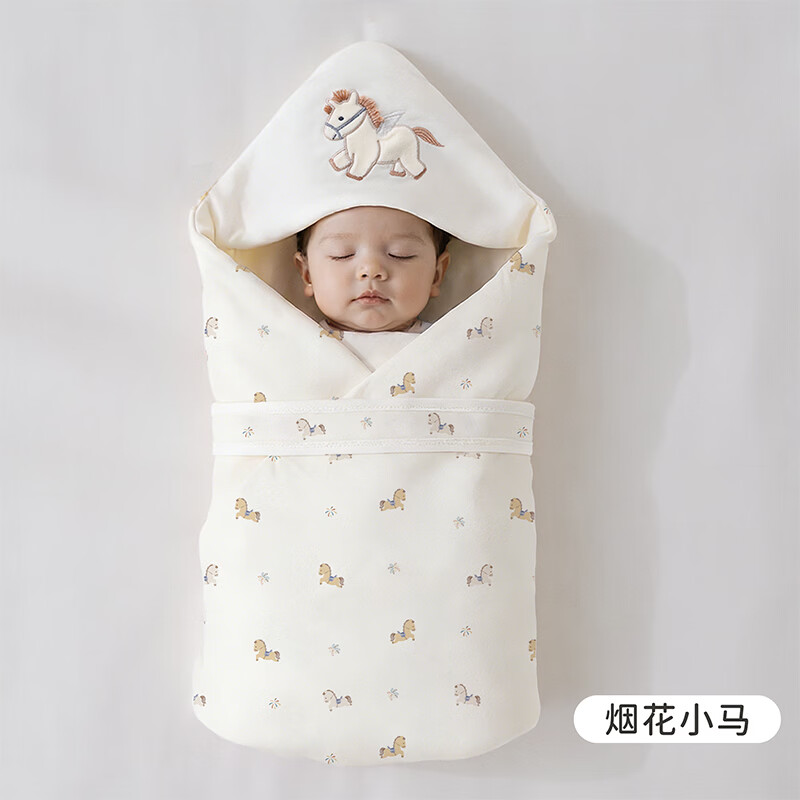 babyincoming蓓茵可新生儿包被宝宝婴儿秋冬厚纯棉A类桑蚕丝抱被产房四季盖被 烟花小马【桑蚕丝夏季抱被350g】