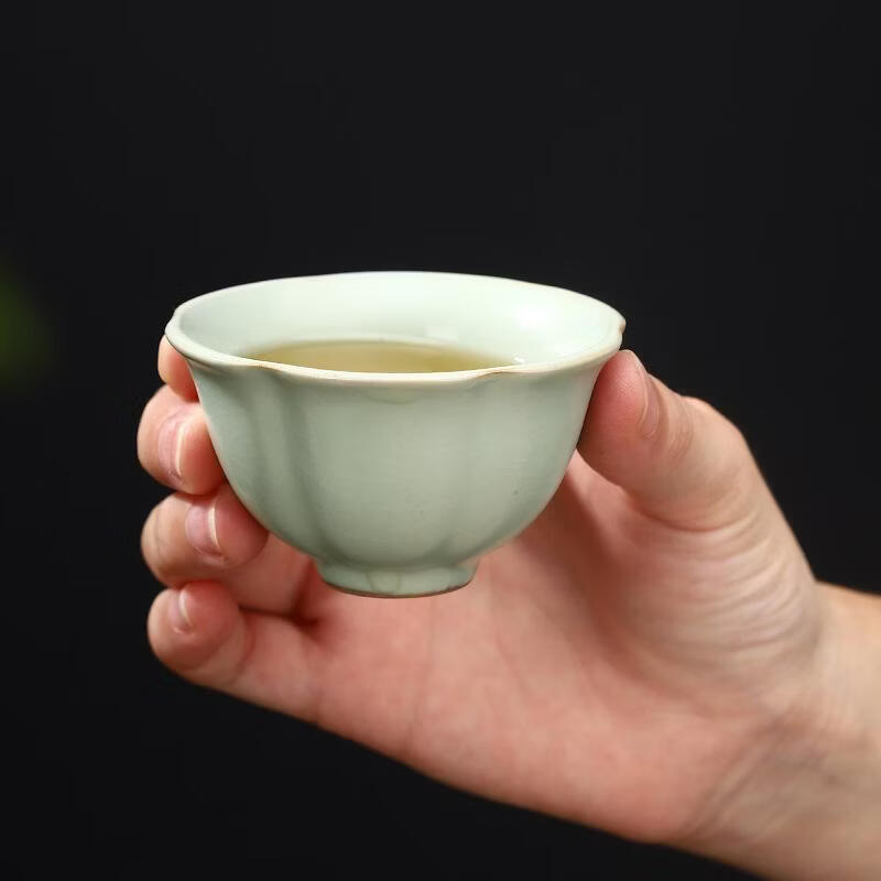 壹加壹汝窑主人杯可养品茗杯开片茶盏茶碗陶瓷功夫茶具汝瓷茶杯商 6个 哥窑装