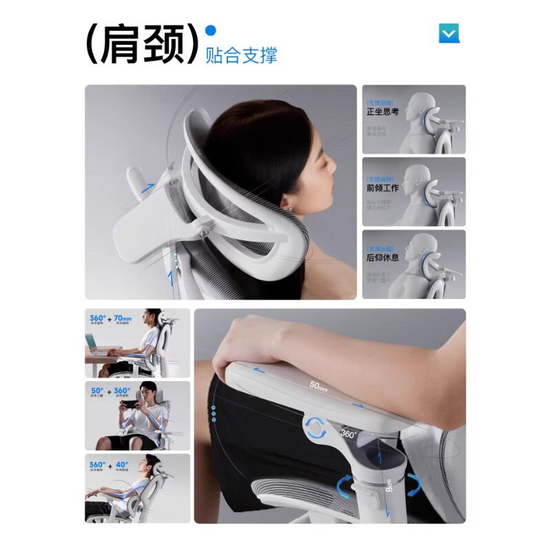奈伴人体工学椅子电竞椅电脑椅可躺办公椅舒适久坐家用书桌椅子 乳胶海绵款-6D四弹簧单腰托-4D头枕-6D扶手 尼龙脚