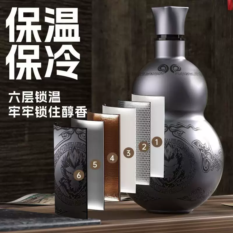 黑葫芦悟空葫芦 酒壶保温杯不锈钢水杯子户外便携神话水壶316 黑色316不锈钢500ML送提绳