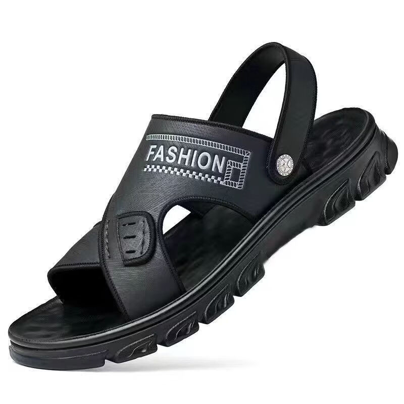 【男士专柜】加厚底男士凉鞋夏季防滑耐拖鞋沙滩鞋外出拖鞋wwh 黑色 【升级版可泡水】（建议拍打大一码） 45