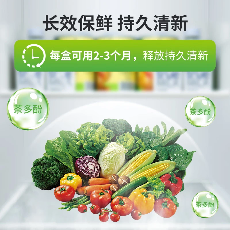 绿伞冰箱除味剂 活性炭除味 茶多酚消臭 祛异味保鲜除臭剂 140g*2盒