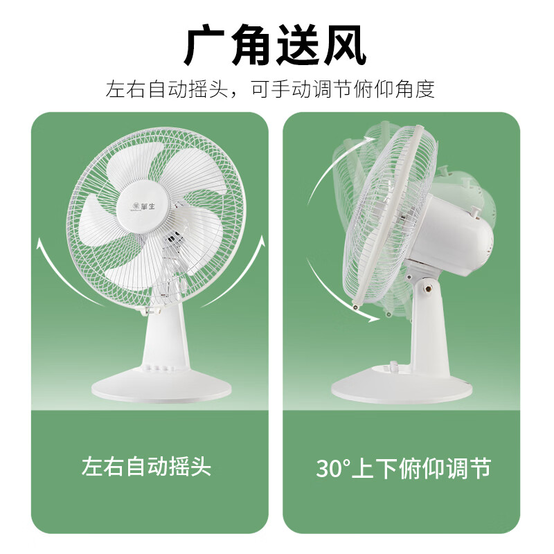 华生（Wahson）电风扇 台扇 家用风扇宿舍卧室台风扇客厅办公室节能省电摇头电扇学生床头电风扇 14英寸五叶（性价比）三档摇头FT-A1207A