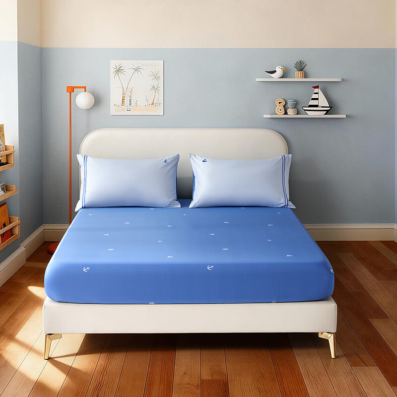 水星家纺海滨旅行长绒棉对枕套 海滨旅行长绒棉对枕套 一对 74cm*48cm