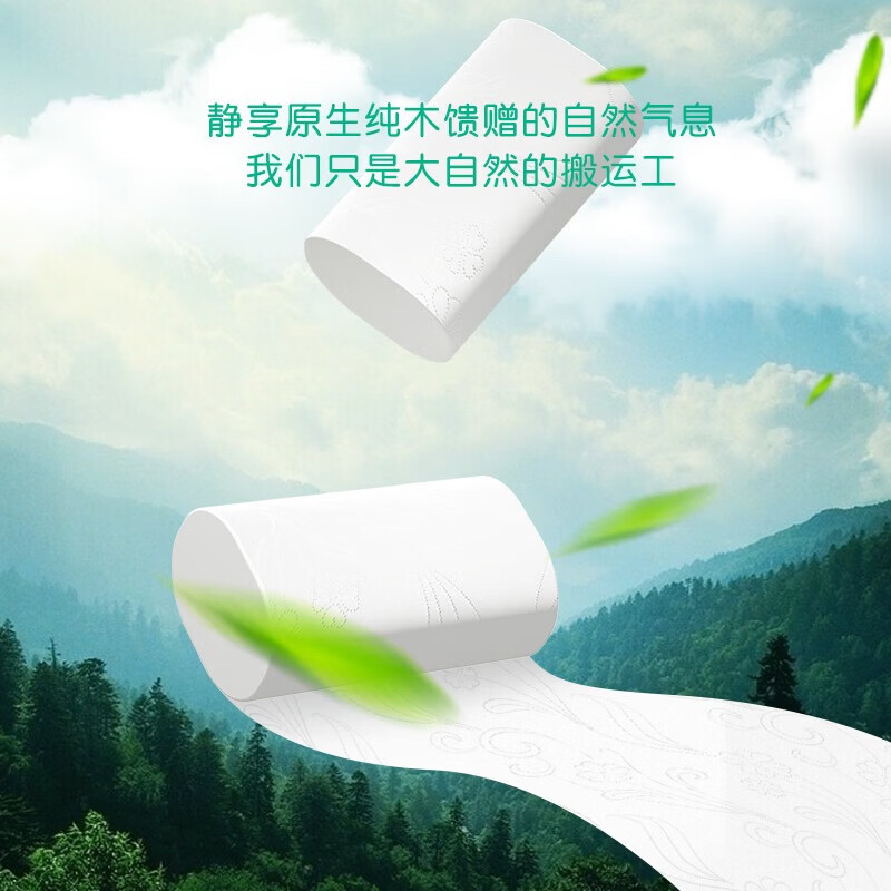 雨森（YUSEN）卷纸原生纯木无芯卷纸家用纸巾五层加厚干湿两用12卷700g/提卷纸 5层 58g/卷*24卷