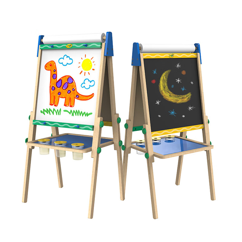 美国绘儿乐（Crayola）木质可升降画板画架实木大号儿童双面磁性白板黑板绘画工具儿童节礼物PJ001