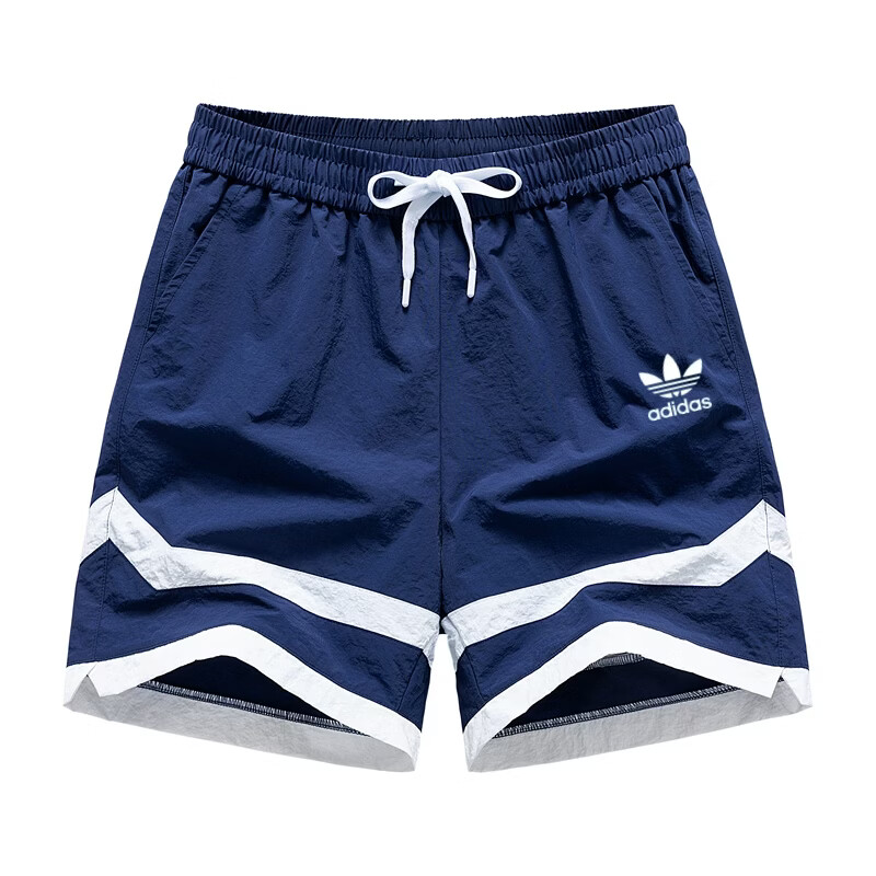 三叶草贝壳头夏季新款男士运动短裤冰丝速干宽松大码五分裤户外休闲时尚沙滩裤 深蓝色 3XL 建议体重170-190斤 京东折扣/优惠券