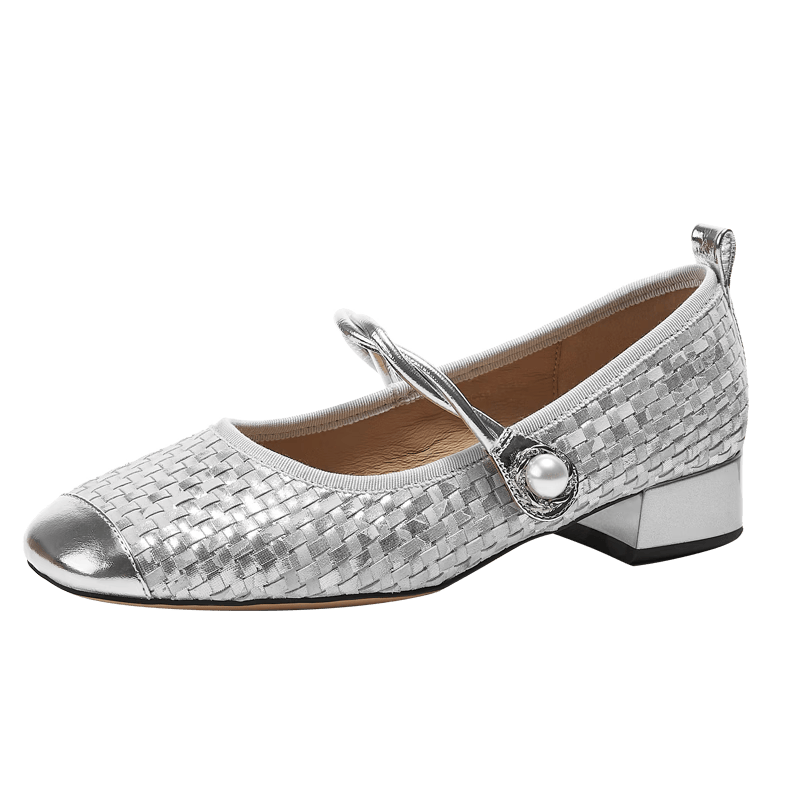 星期六（St&Sat）瑪麗珍鞋女法式配裙子粗跟氣質(zhì)約會宴會時裝鞋單鞋女 銀色 35