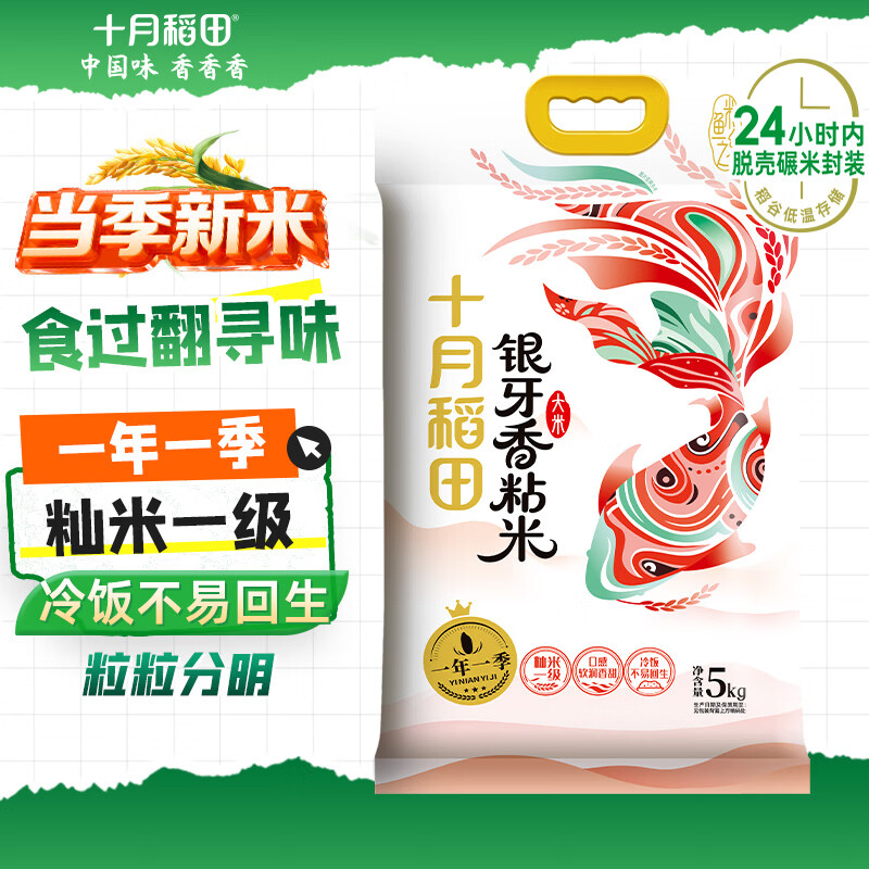 十月稻田 当季新米 油粘米 银牙香粘米（南方大米 籼米 10斤）