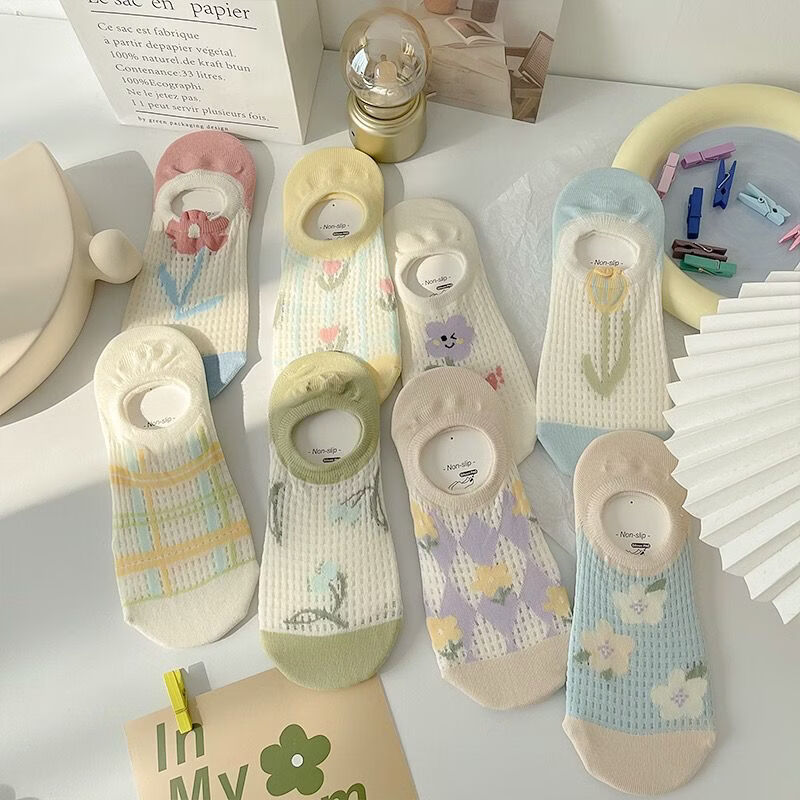 小红书同款镂空网眼AA 1+2+3+4+5 夏季薄款日系可爱隐形船袜女