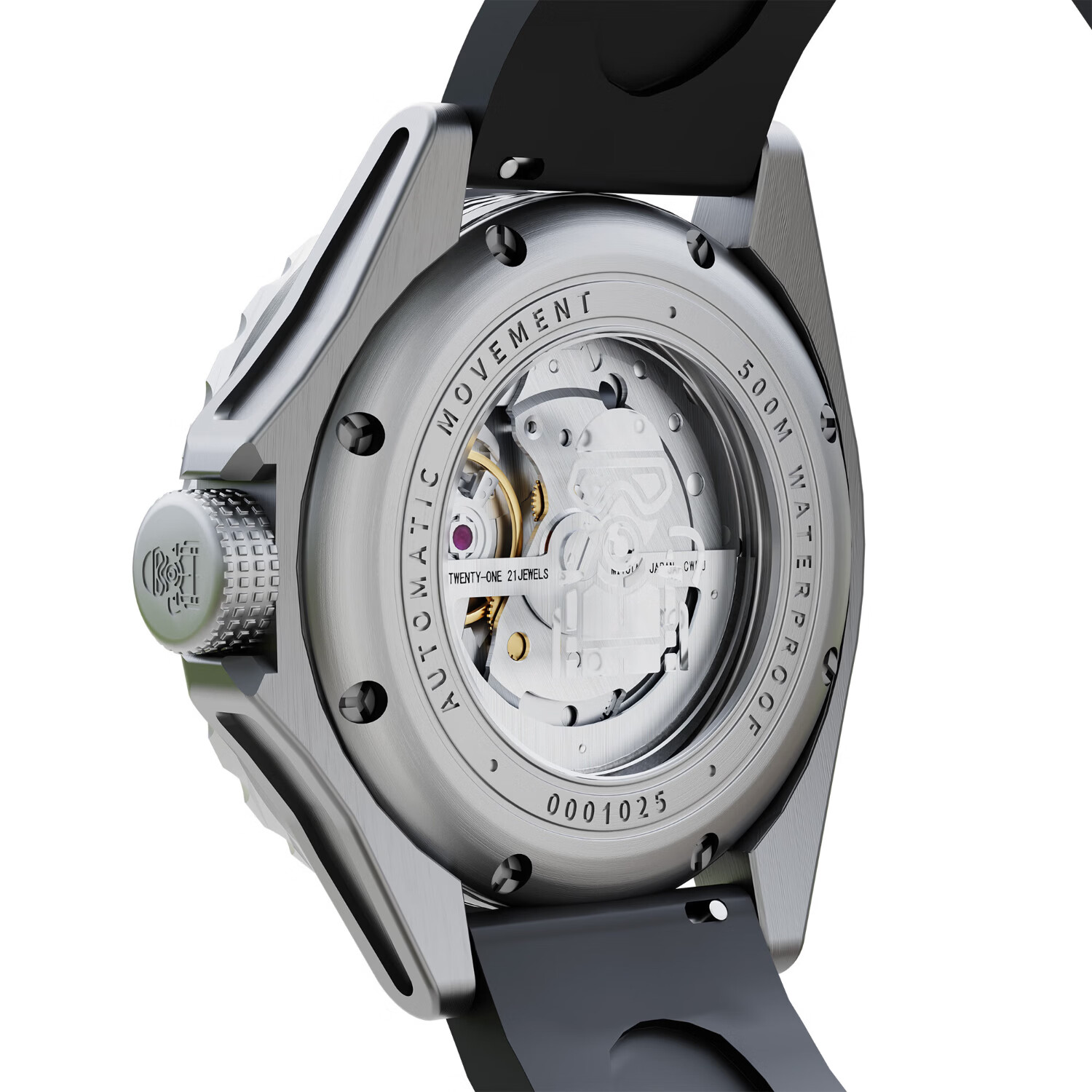 DREAMAS钛合金男士自动机械潜水表 500米防水 瑞士3D夜光 黄金沙表盘 白色 DMS8850