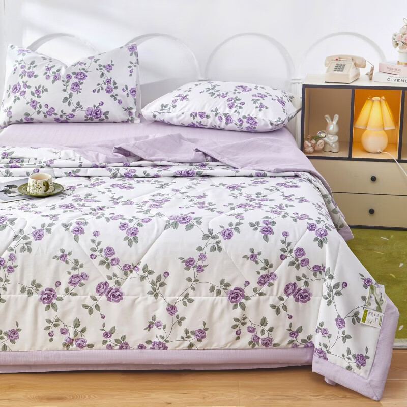 恒源祥空调被 A类纯棉夏凉被清凉透气柔软学生宿舍居家单双人被子套件 全棉夏凉被-春日花语 150*200cm 【单被】